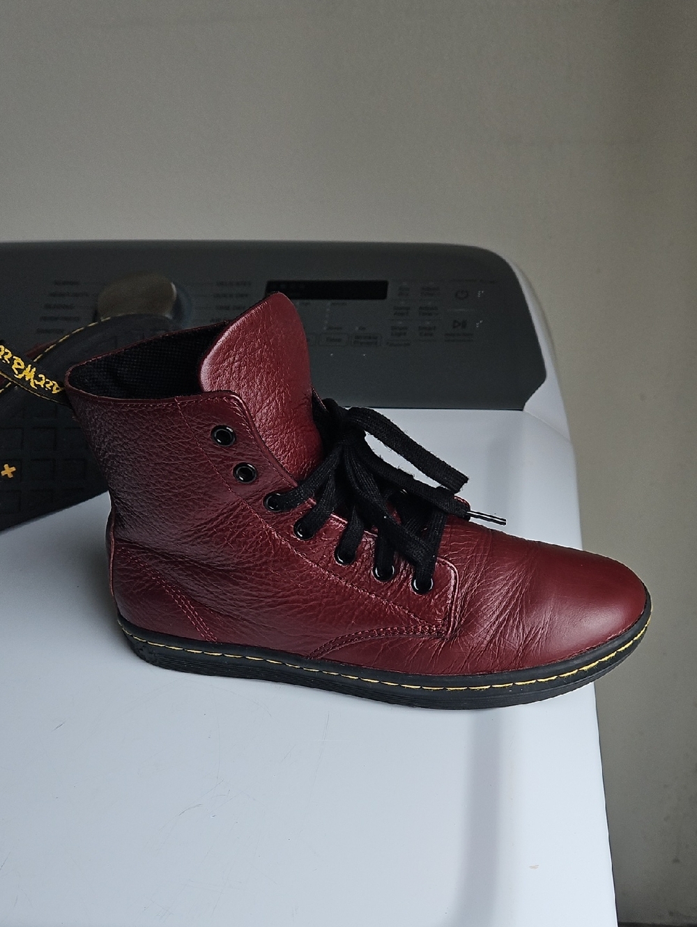 Dr. Martens Burgundy Leather Combat Boot